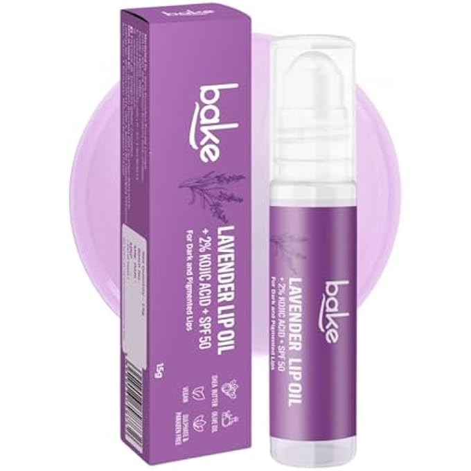 BAKE 2% KOJIC ACID LAVENDER BRIGHTENING LIP BALM OIL FOR DARK & PIGMENTED LIPS WITH SPF 50 PA++++ WITH ALPHA ARBUTIN - 15G - Image 1